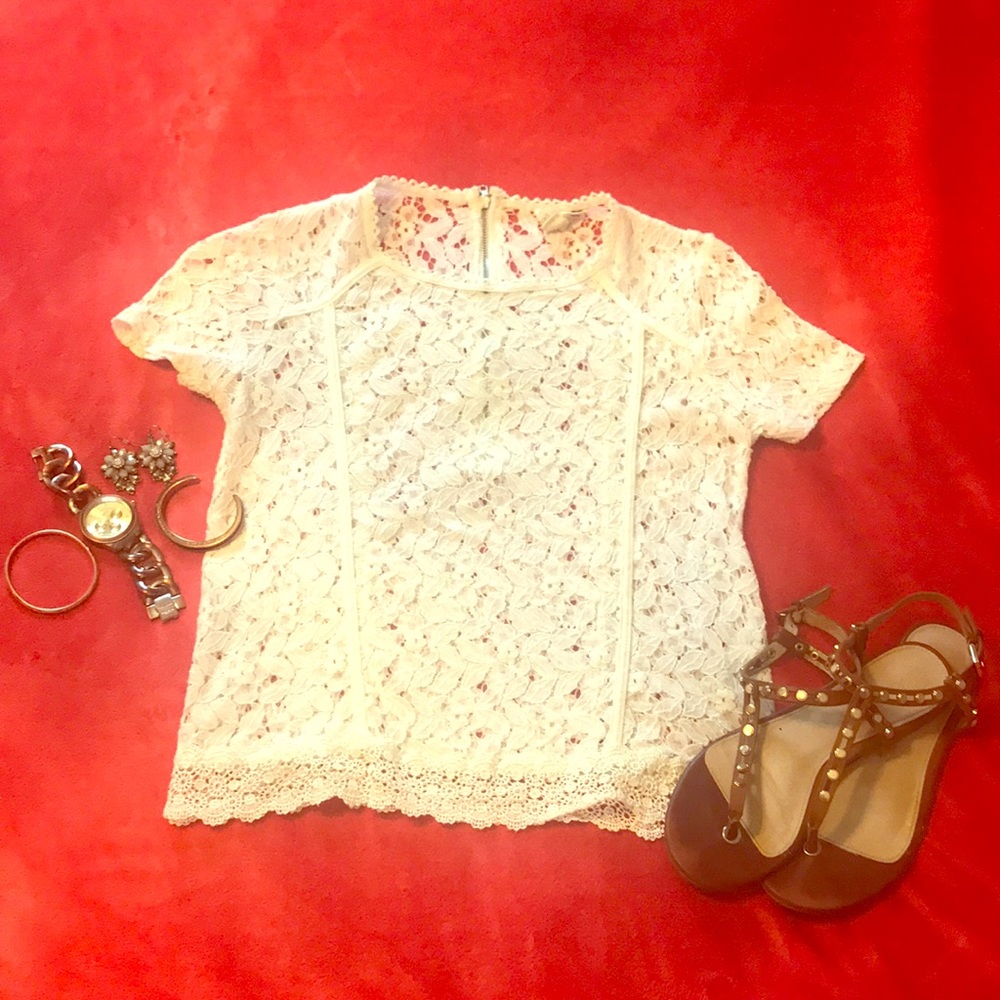 White eyelet top